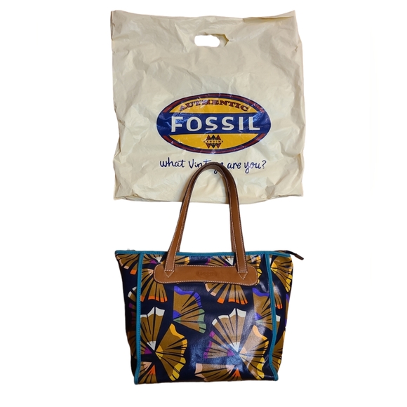 Fossil Handbags - Fossil Color Pencil Shaving Coated Canvas/Leather Tote Bag